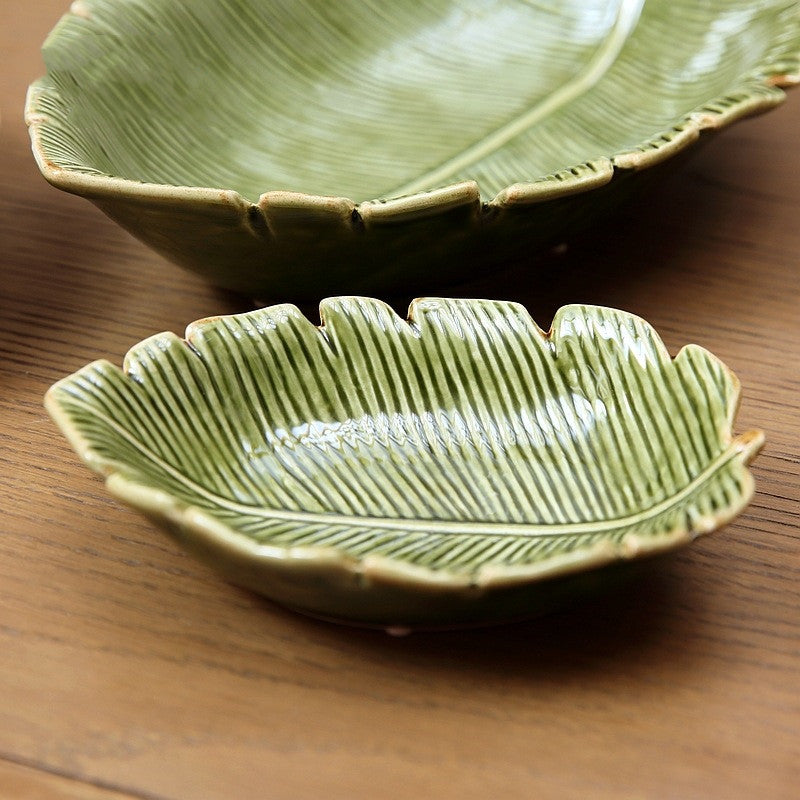 Green Leaf Horizontal Pattern Ceramic Dish Plate Melon Seed Dish Home Accessories Leaf Green Leaf Horizontal Pattern Ceramic Dish Plate Melon Seed Dish Home Accessories Leaf